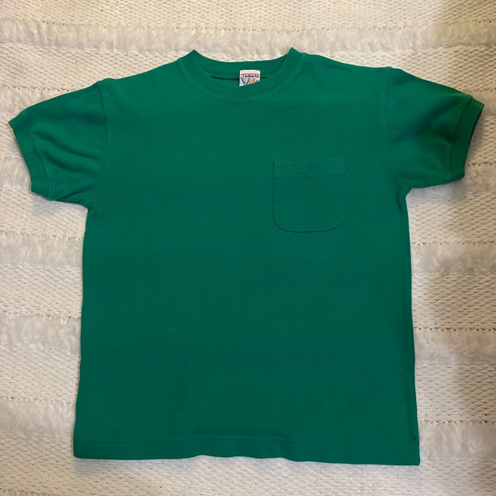 Talbots Polo top green short sleeve pocket 100% cotton boys size M 7 8 unisex